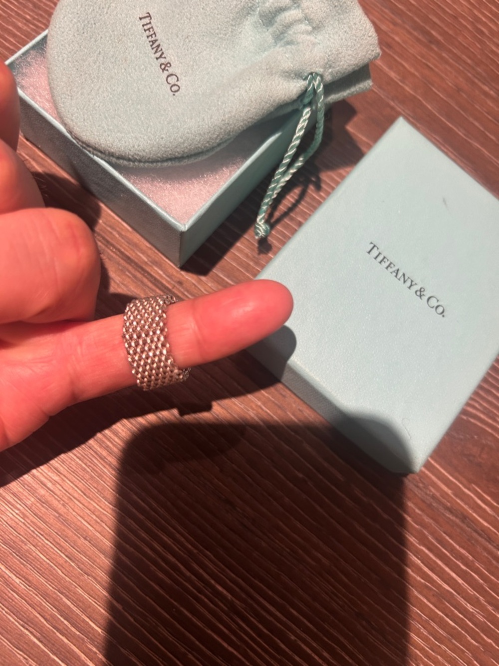 Tiffany & Co. Robin's-Egg Blue Jewelry Box and Drawstring Pouch - Picture 3 of 3